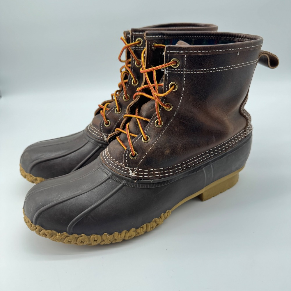 L.L. Bean 8" Duck Boots Mens 12 Brown Excellent Flannel Lined Made in USA 507682 - Picture 2 of 13